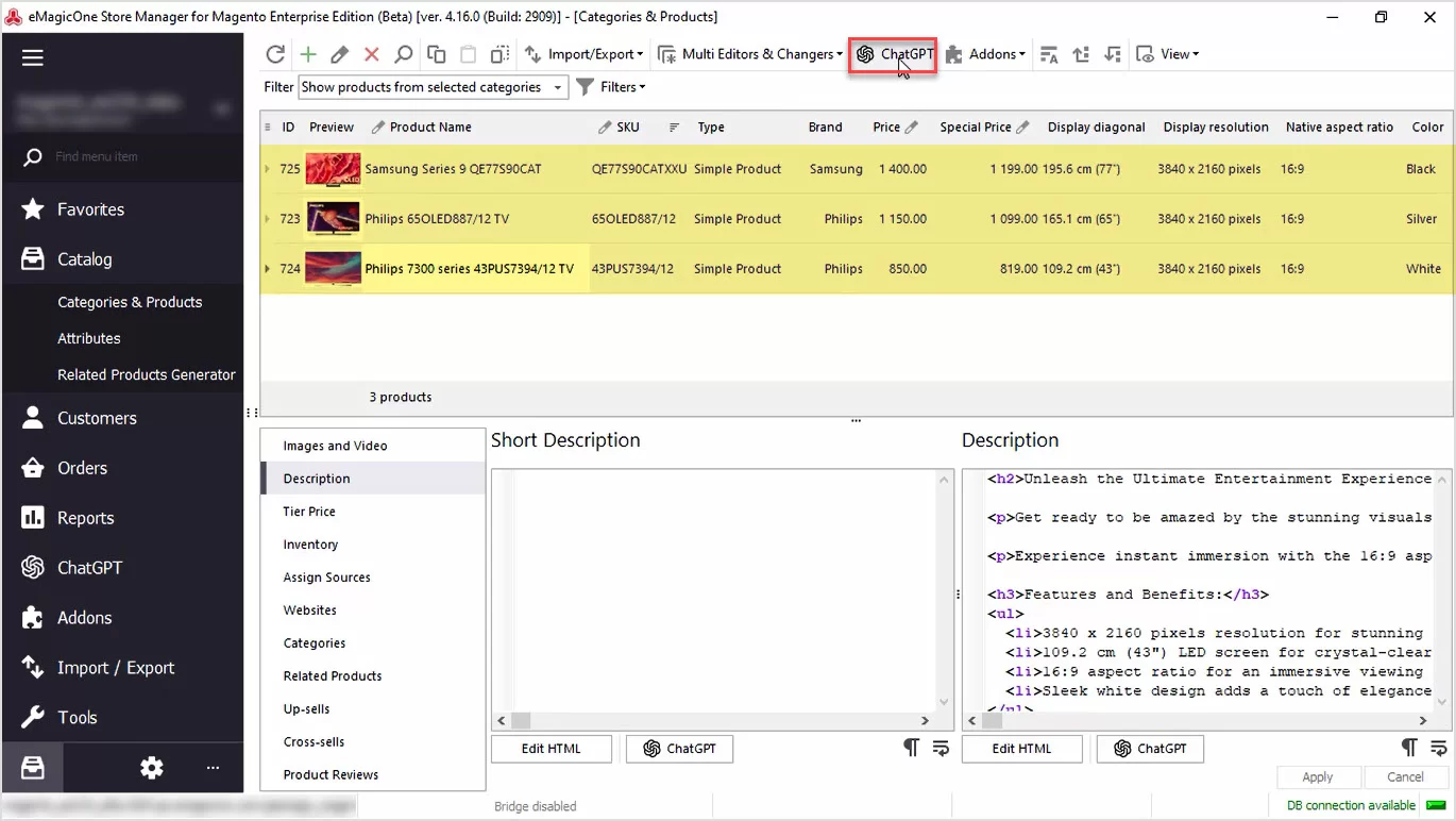 Magento ChatGPT Integration for Descriptions