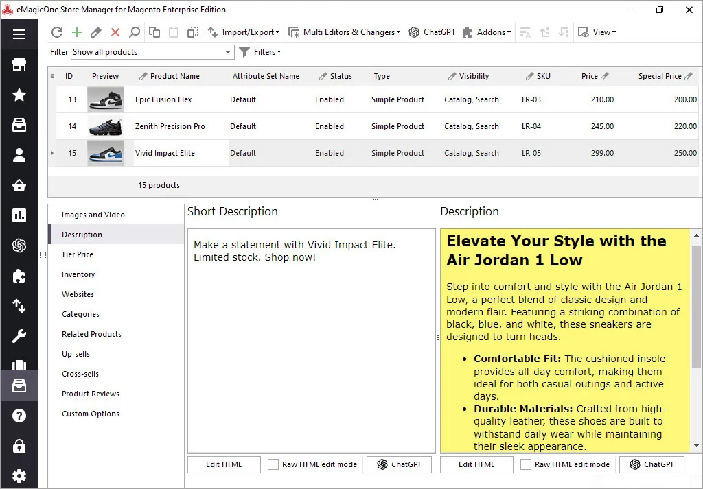 Generated Magento Description Based on Images with ChatGPT