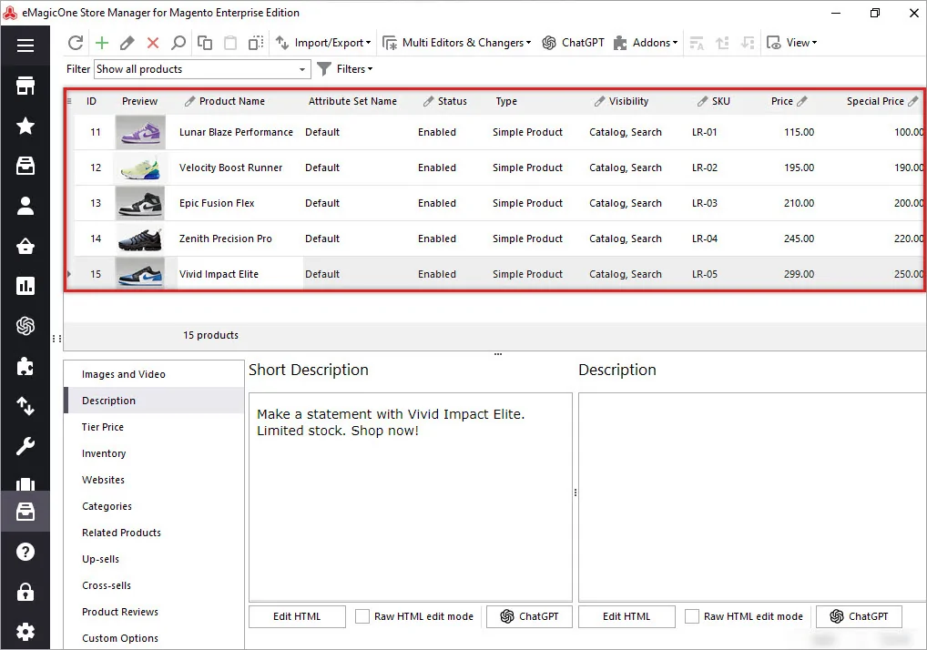Magento Products Selection for Description Generation Based on Images