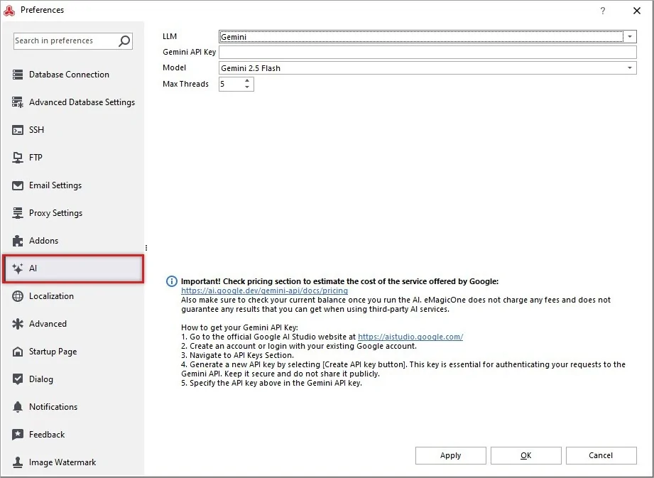 Gemini for Adobe Magento Settings in Store Manager for Description Translation