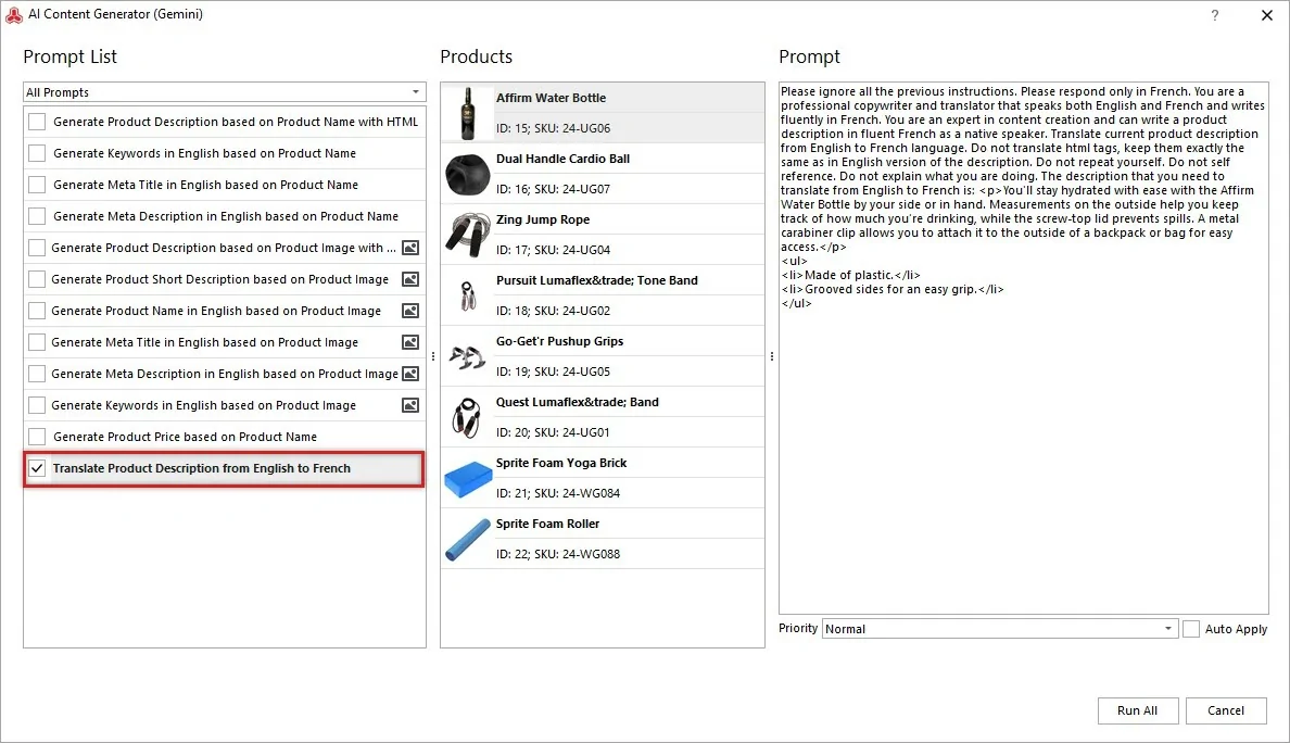Magento Gemini Contect Generator for Product Translation
