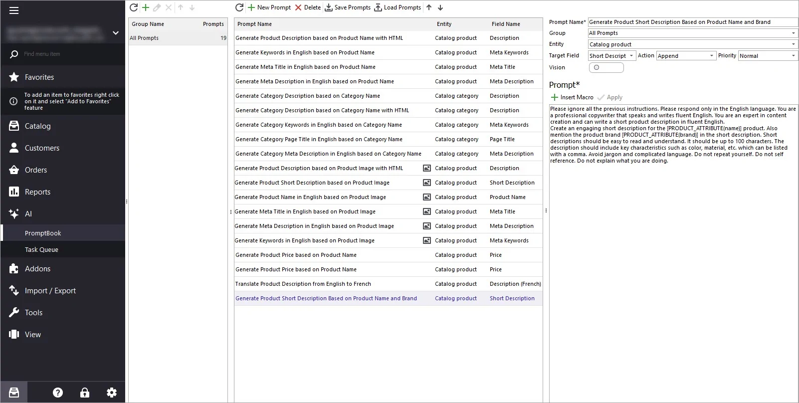 Claude Prompt for Magento Short Description Generation by Name and Brand