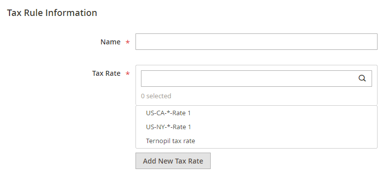 Enter Tax Rule Information