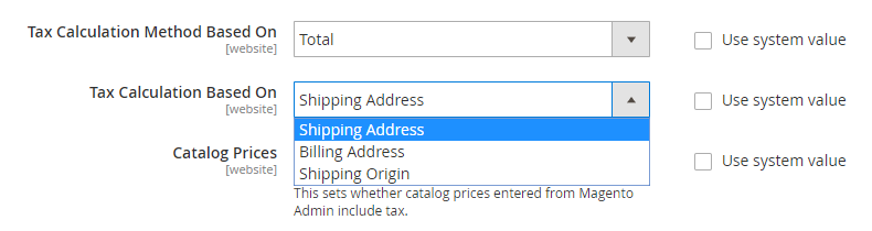Choose Tax Calculation Based On