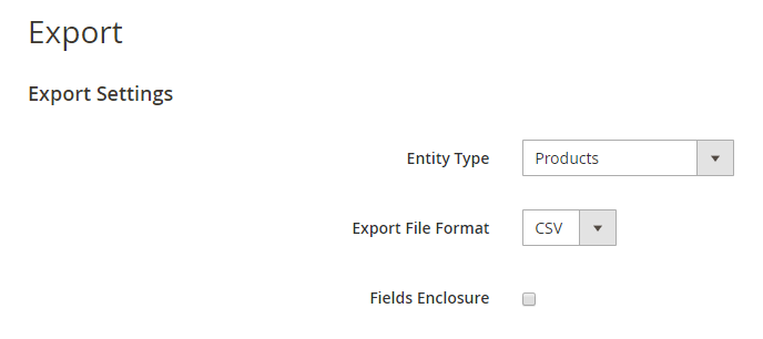 Select Magento 2 products entity type from the dropdown