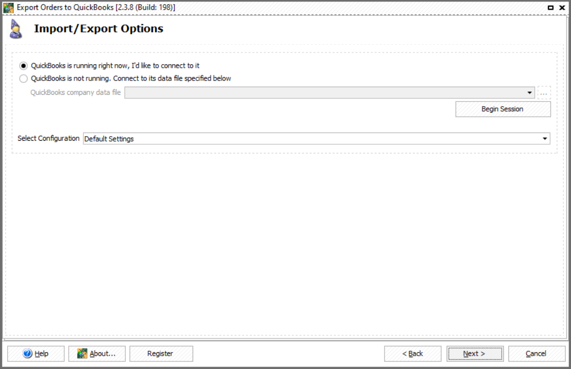 Connecting to QuickBooks to Export Orders