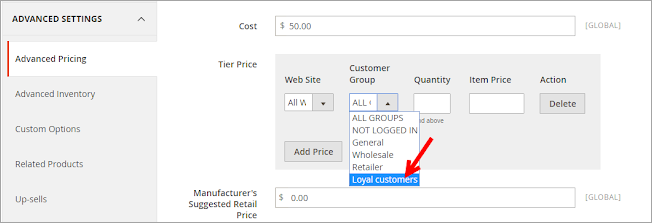 magento 2 group price in admin