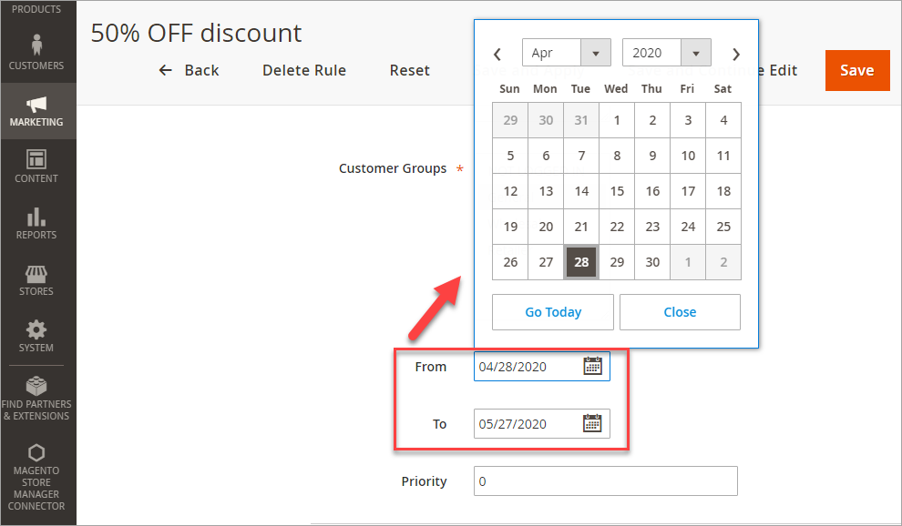 Magento Price Rule Time Period