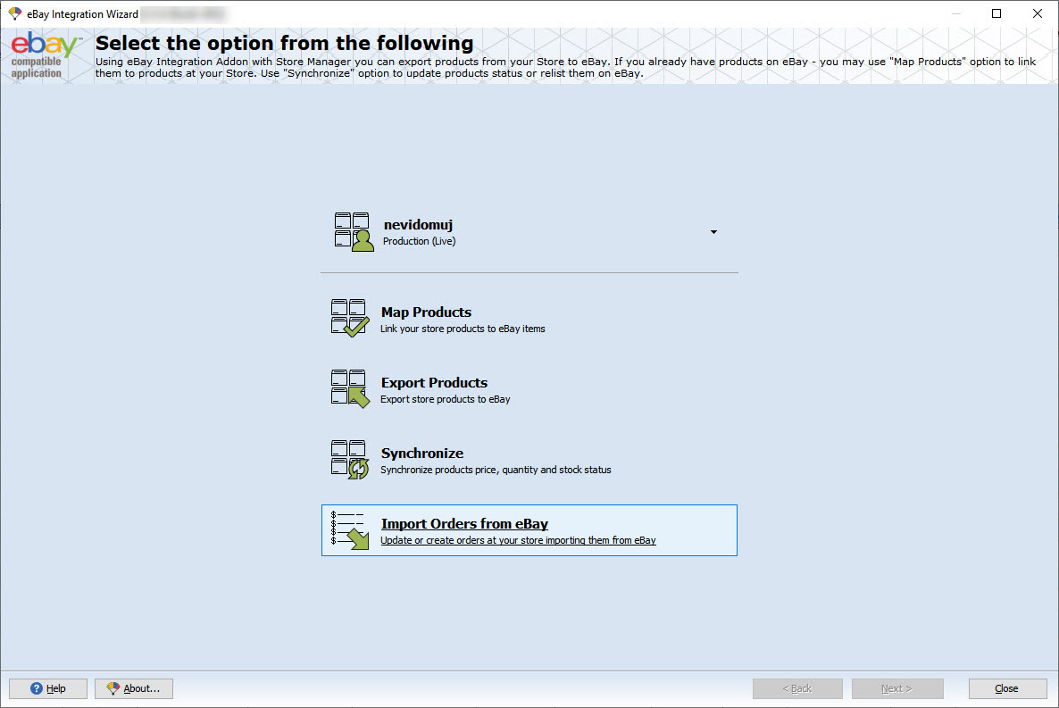 eBay Integration Launch Import Orders Wizard