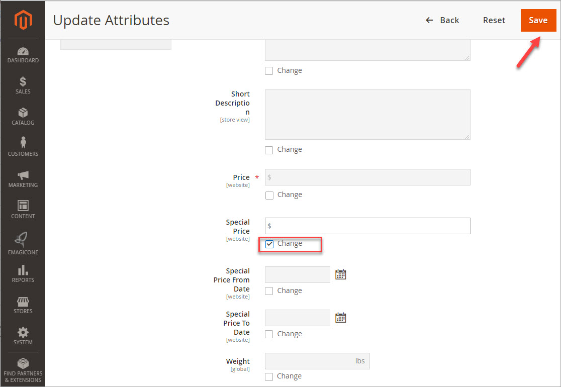 Magento Update Special Price Attribute