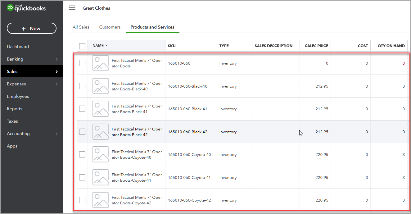 Magento Configurable products In QuickBooks Online