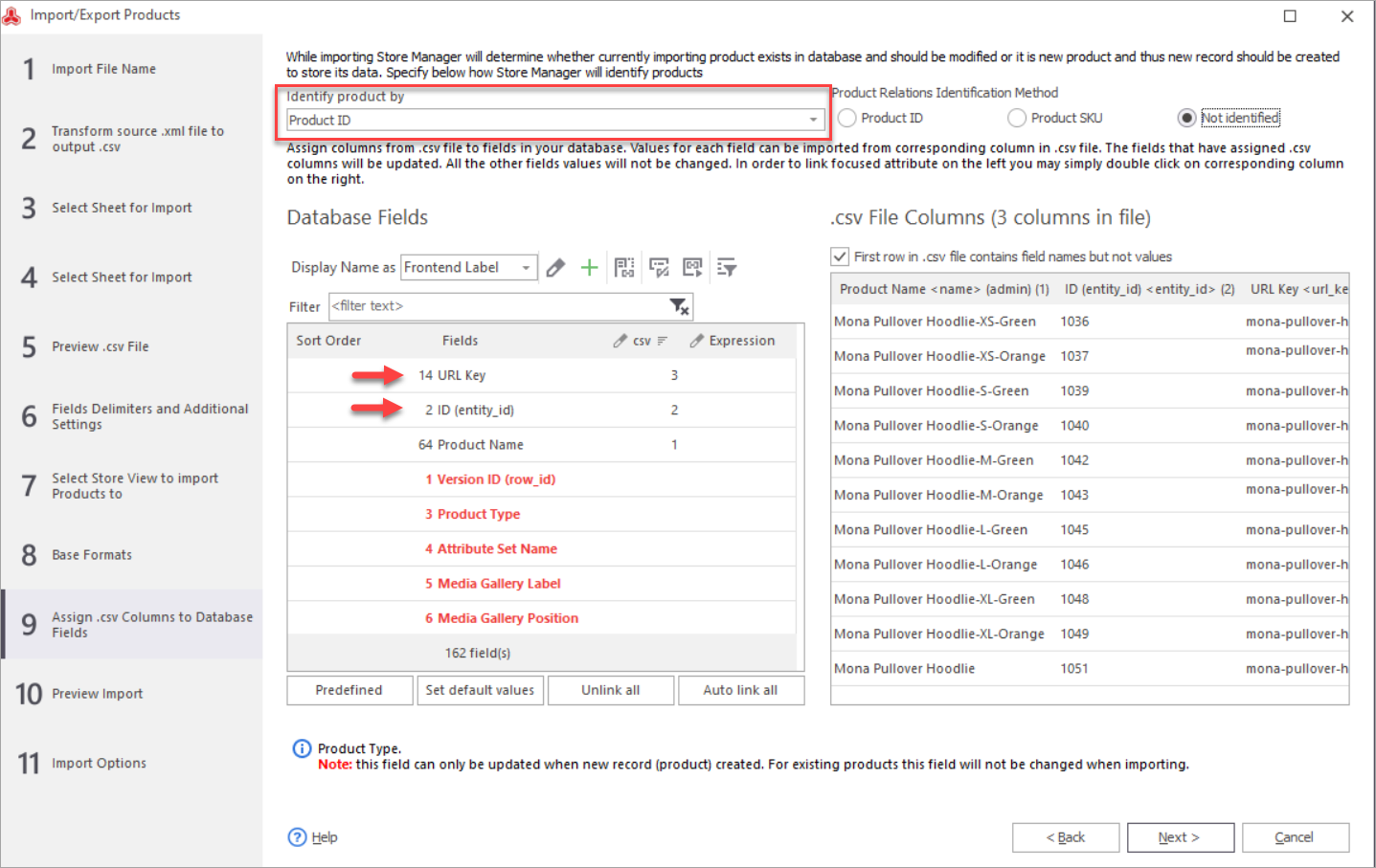 Magento URL Key Import Mapping Step