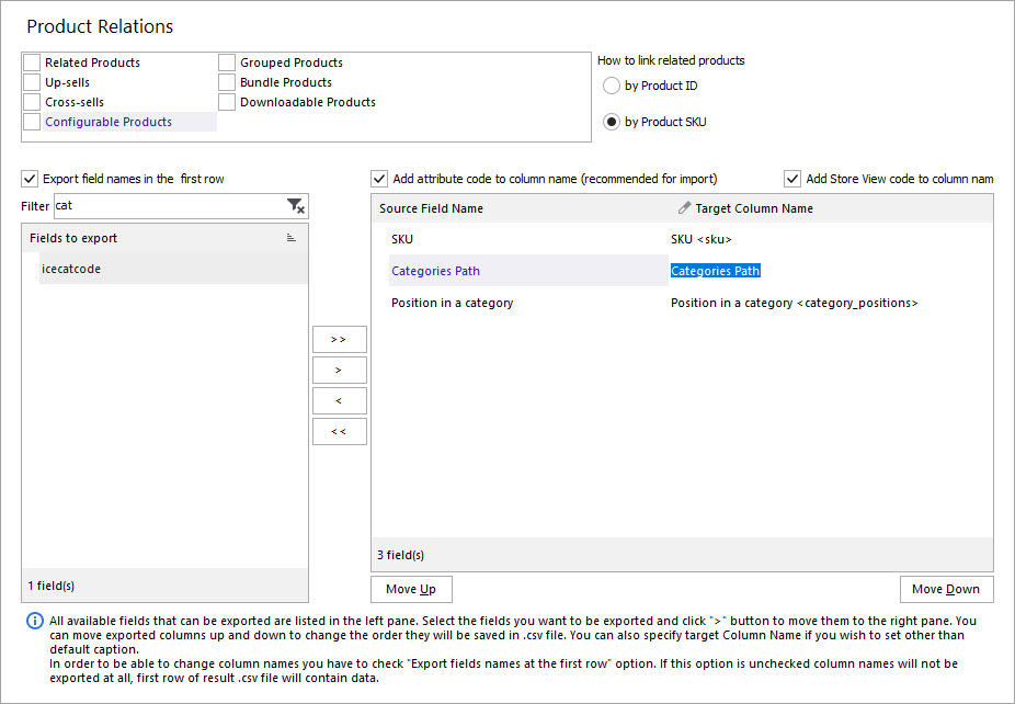 Add Positions and Category path Fields to Export