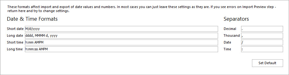 Set Date and Time Format