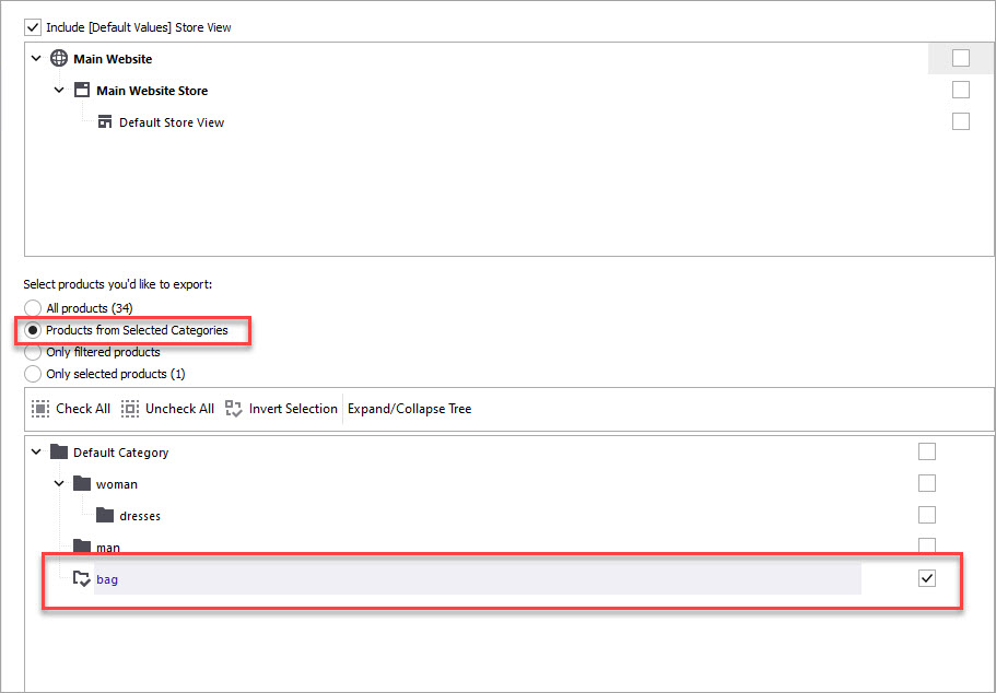 Export Products from Selected Category with Store Manager