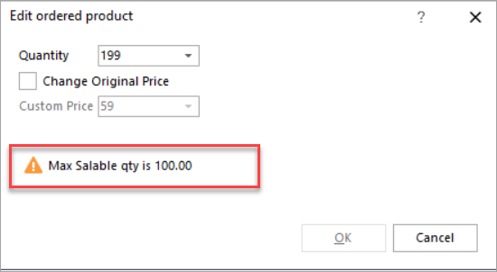 Magento Store Manager Salable Quantity Warning