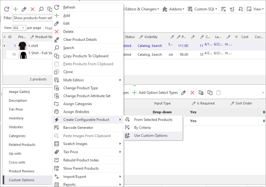 One Click Configurable Products Creation with Store Manager