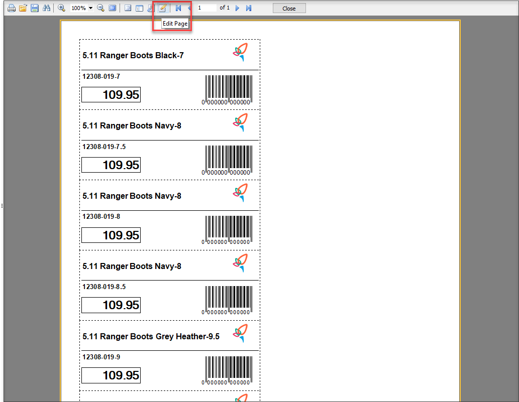 Edit Barcode Labels Design