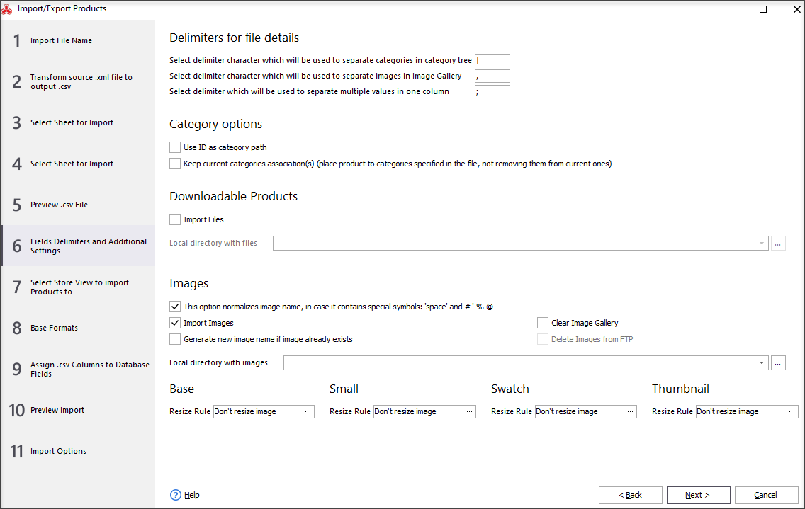 Fields Delimiters and Additional Settings