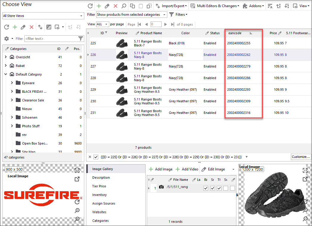 Generated EAN13 Code Displayed in the Grid