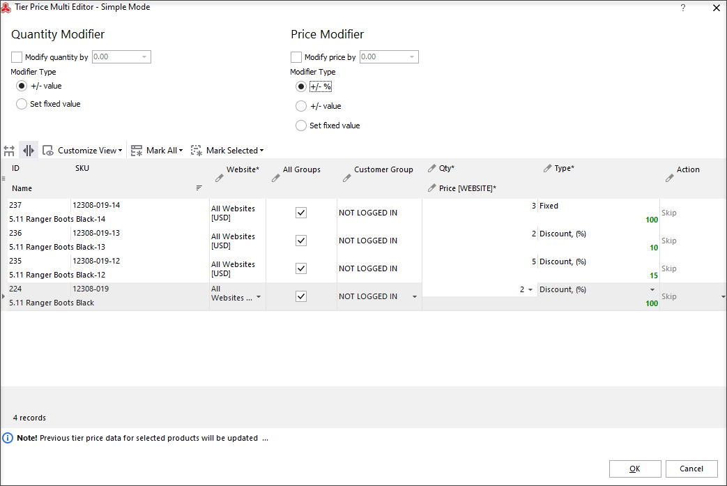 Tier Price Multi Editor