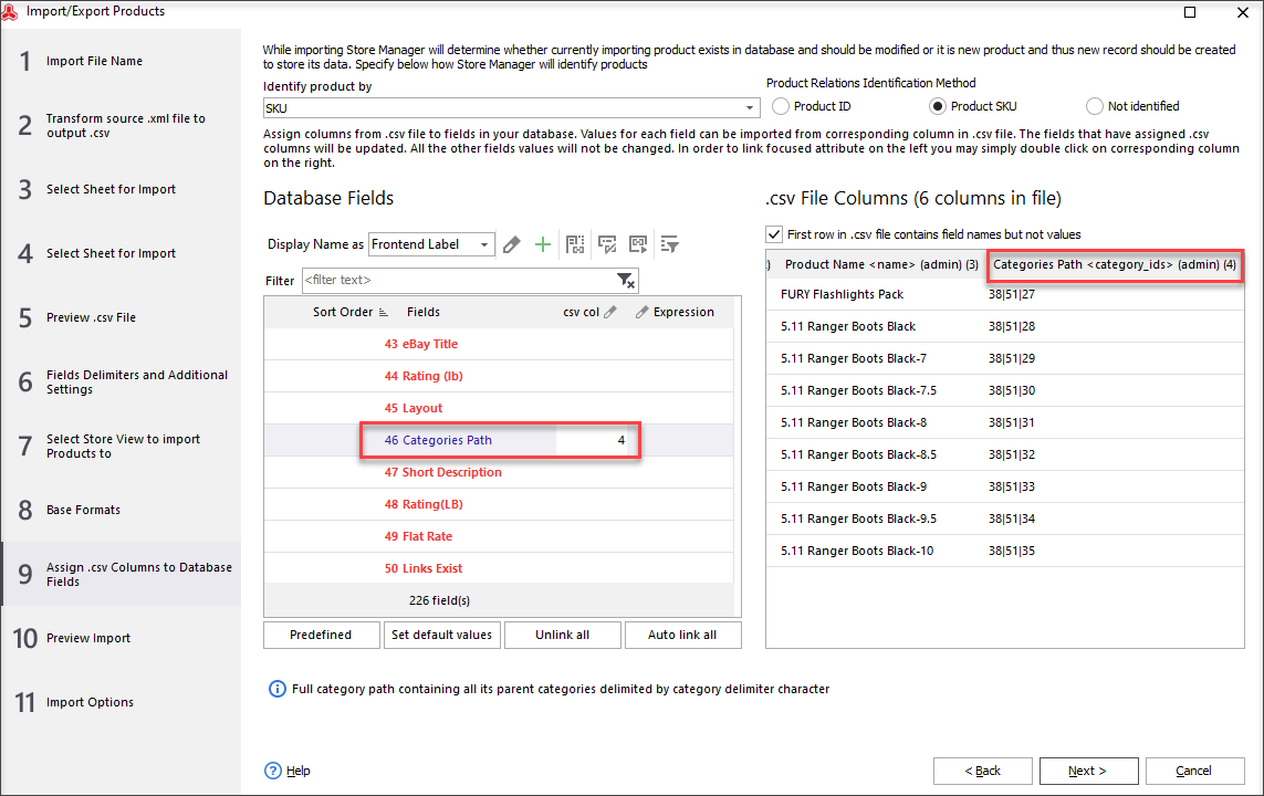 Assign .csv Columns to Database Fields