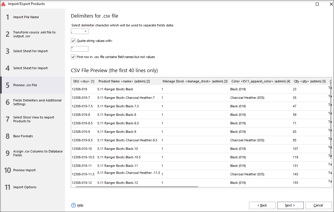 Preview .csv File