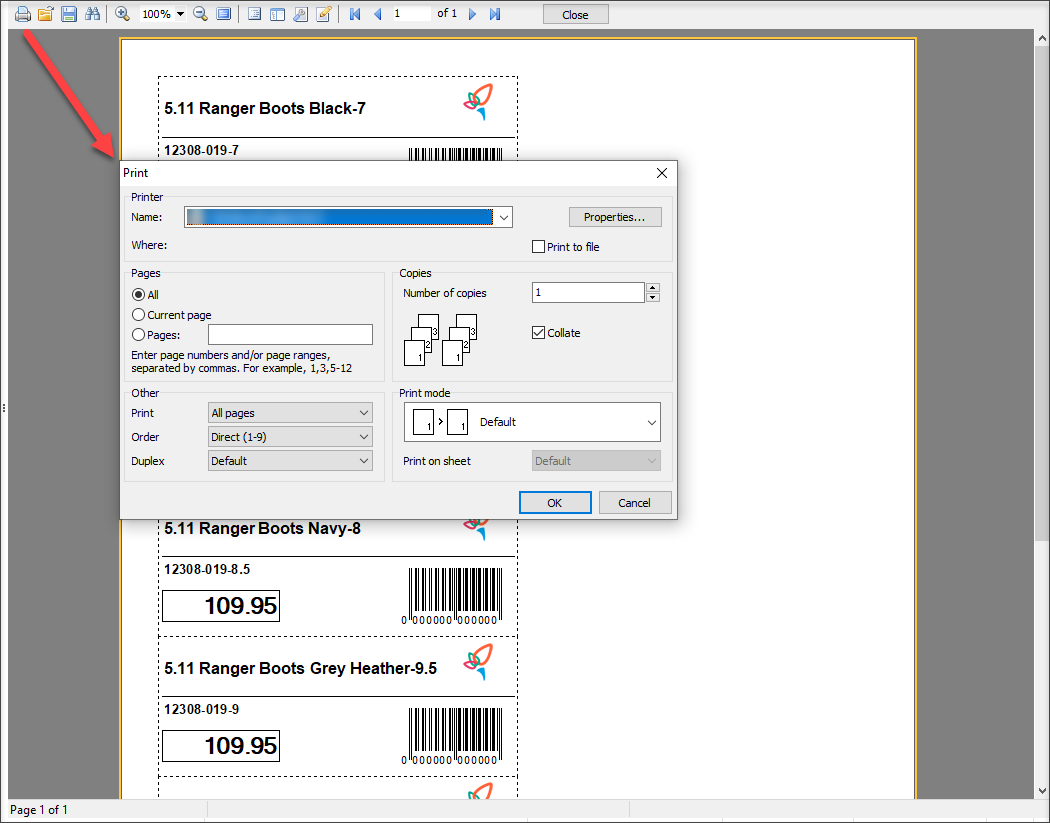 Print Barcode Labels from Store Manager