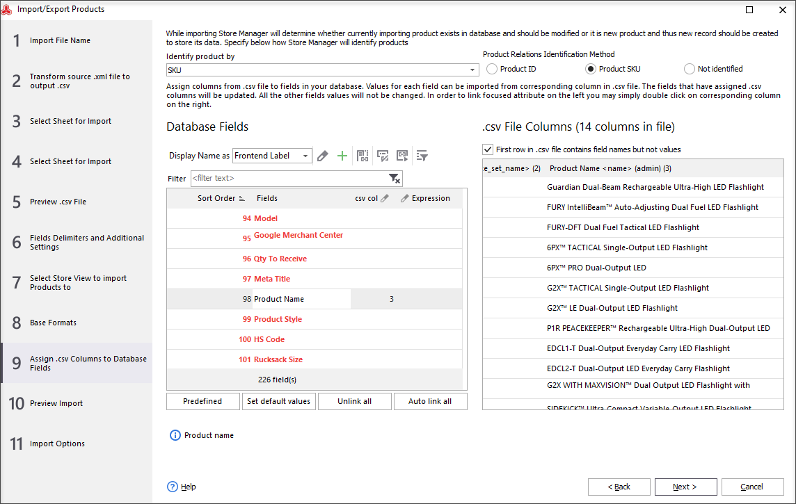 Assign .csv Columns to Database Fields