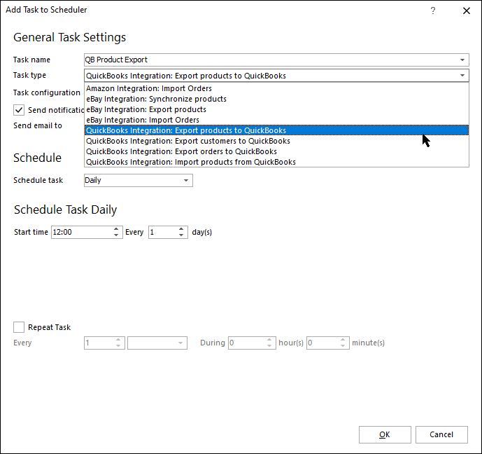 Synchronize products, customers and orders on schedule