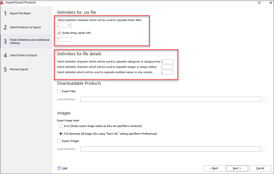 Choose Fields Delimiters and Configure Additional Settings