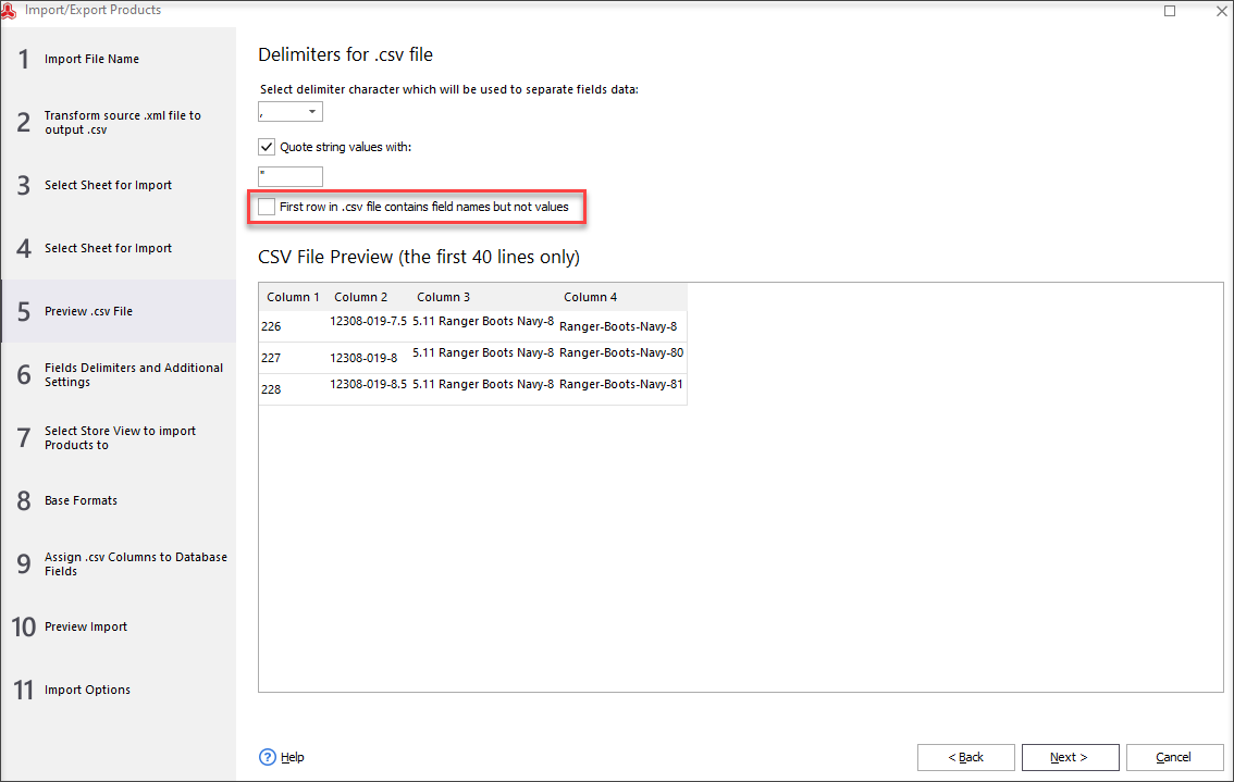 During import indicate that the first row does not contain headers.