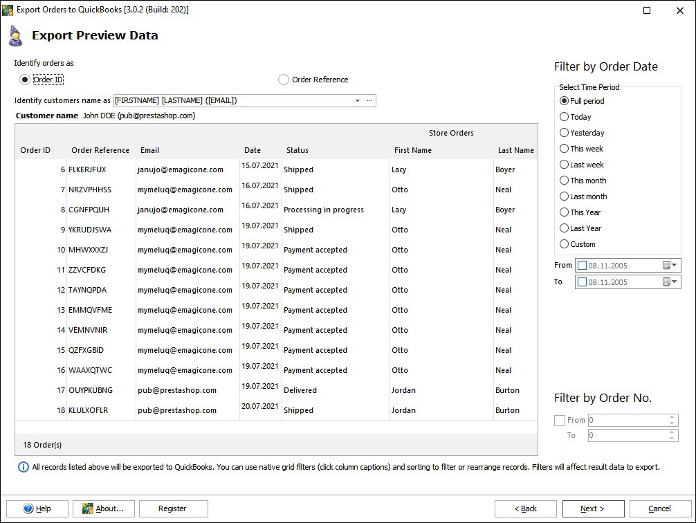 Export Customers from Magento to QuickBooks