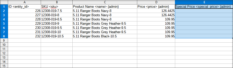 Example of the File to Remove Magento Special Prices