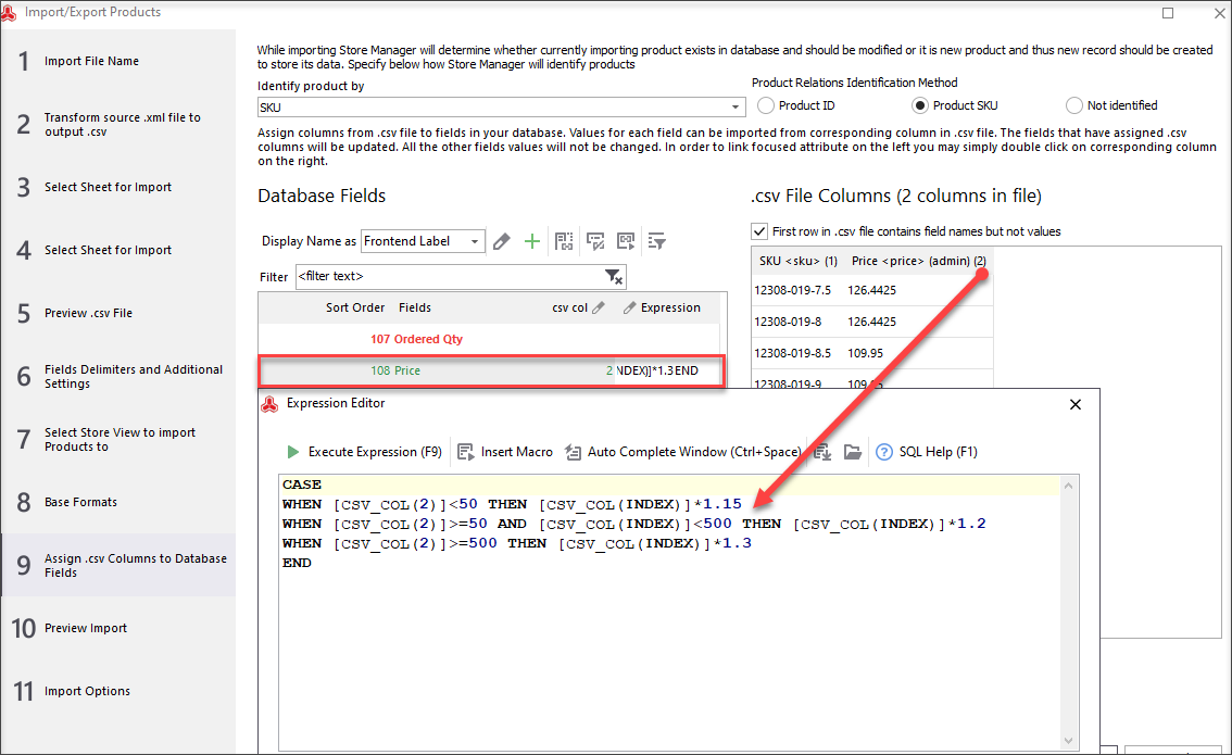 Increase by criteria