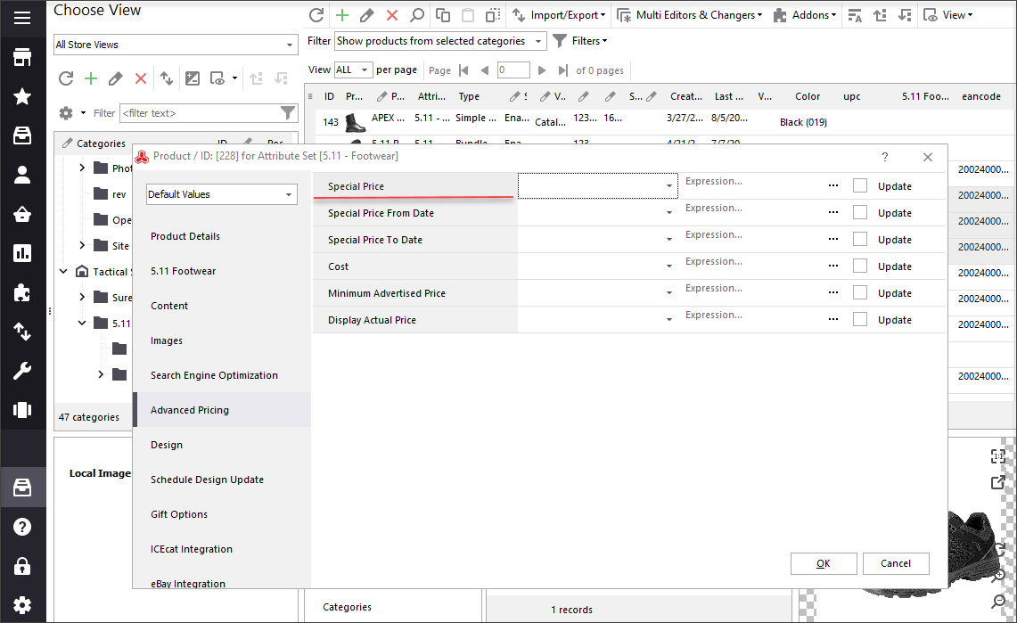 Input necessary values into the fields and check the 'Update' boxes