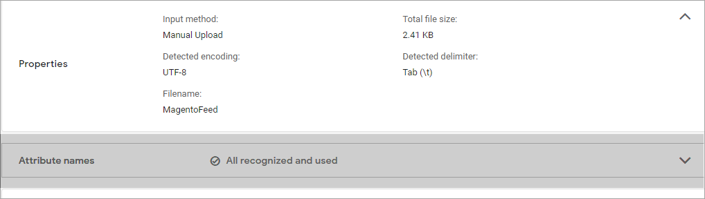 Magento Feed Attribute Names Recognized