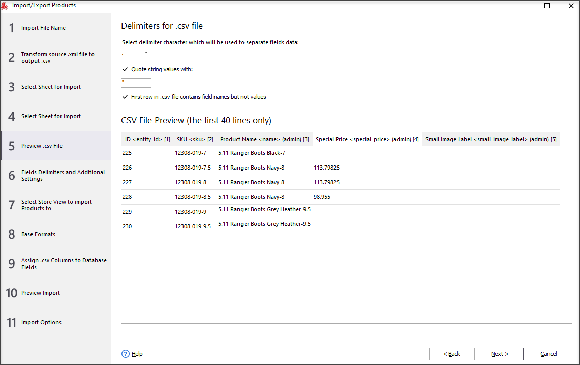 Specify correct delimiter settings for the file to be consumed by the system properly