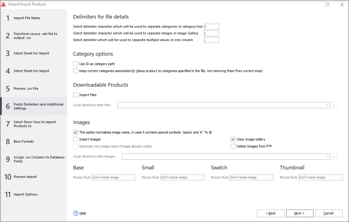 Important images settings during import