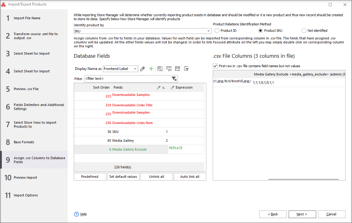 Uncheck Exclude box for all the images by entering the formula in Tab expression