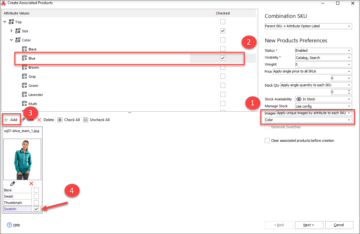 Add swatch image at the step of configurable product creation