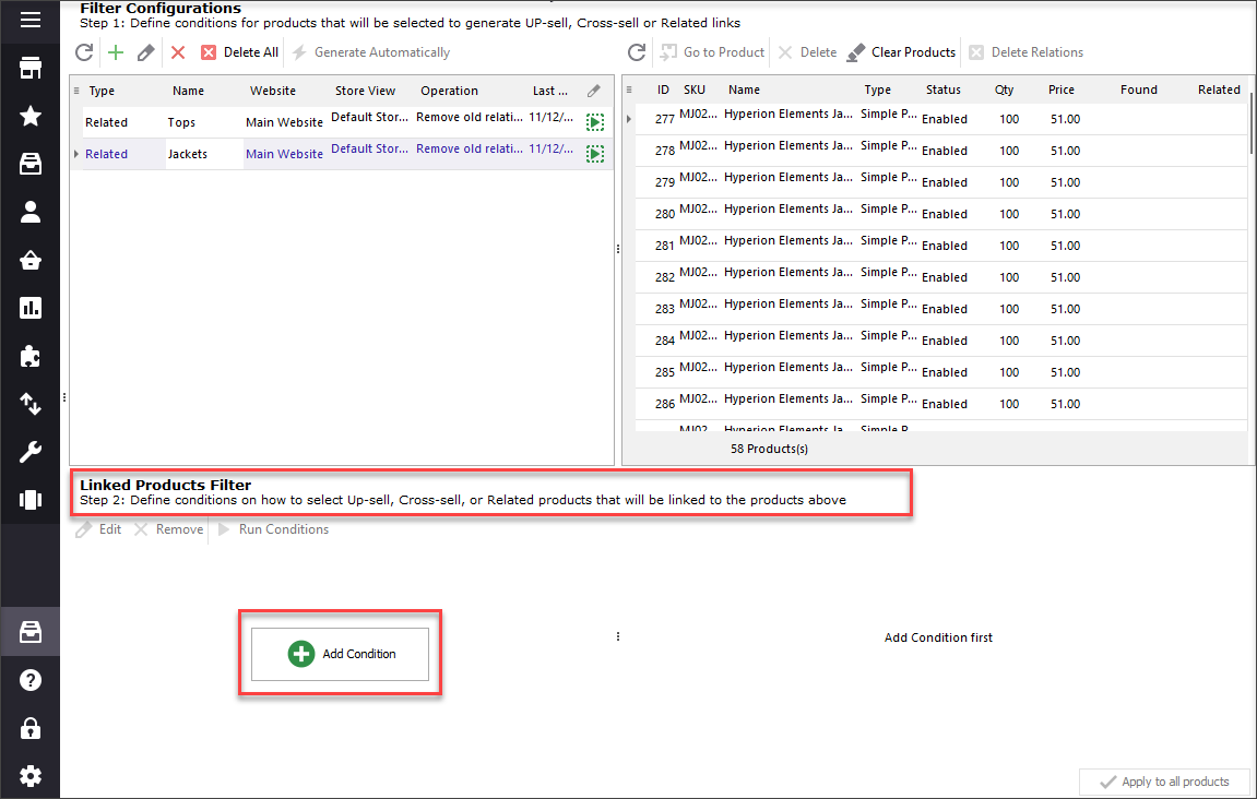 Adding Condition to Filter Linked Products