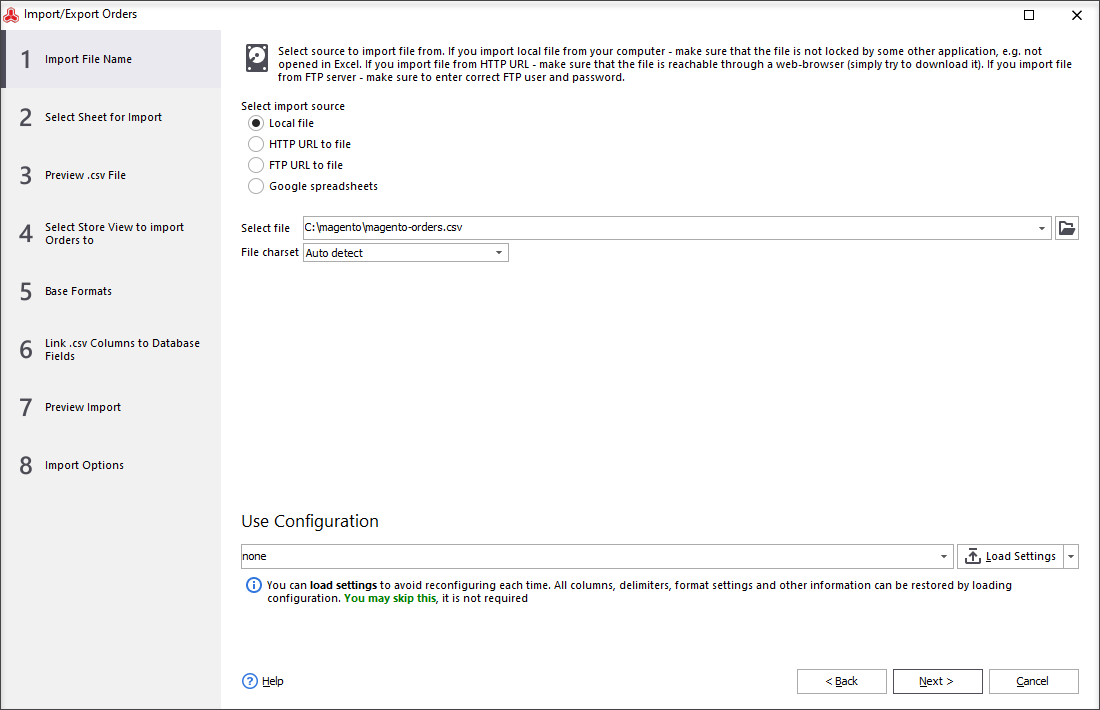 Choose the file on your computer or provide an HTTP URL or FTP credentials