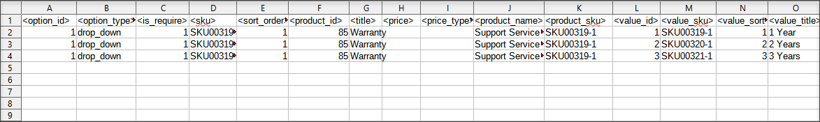 Export of custom options result file