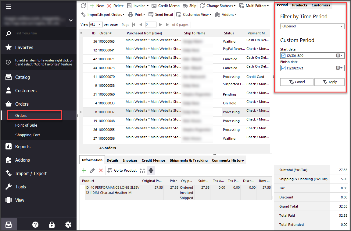 Find Orders You Need to Print Receipts For with the Filter Functionality