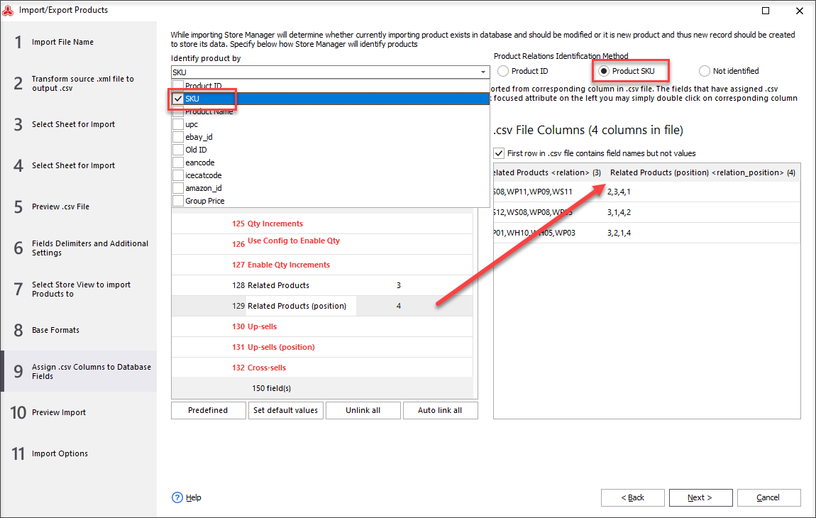 Magento import related products to update positions