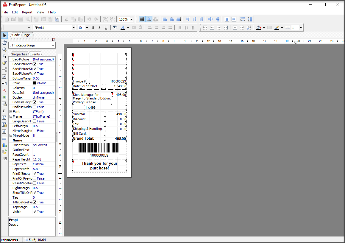 Modify template using external program called Fast Report Tool