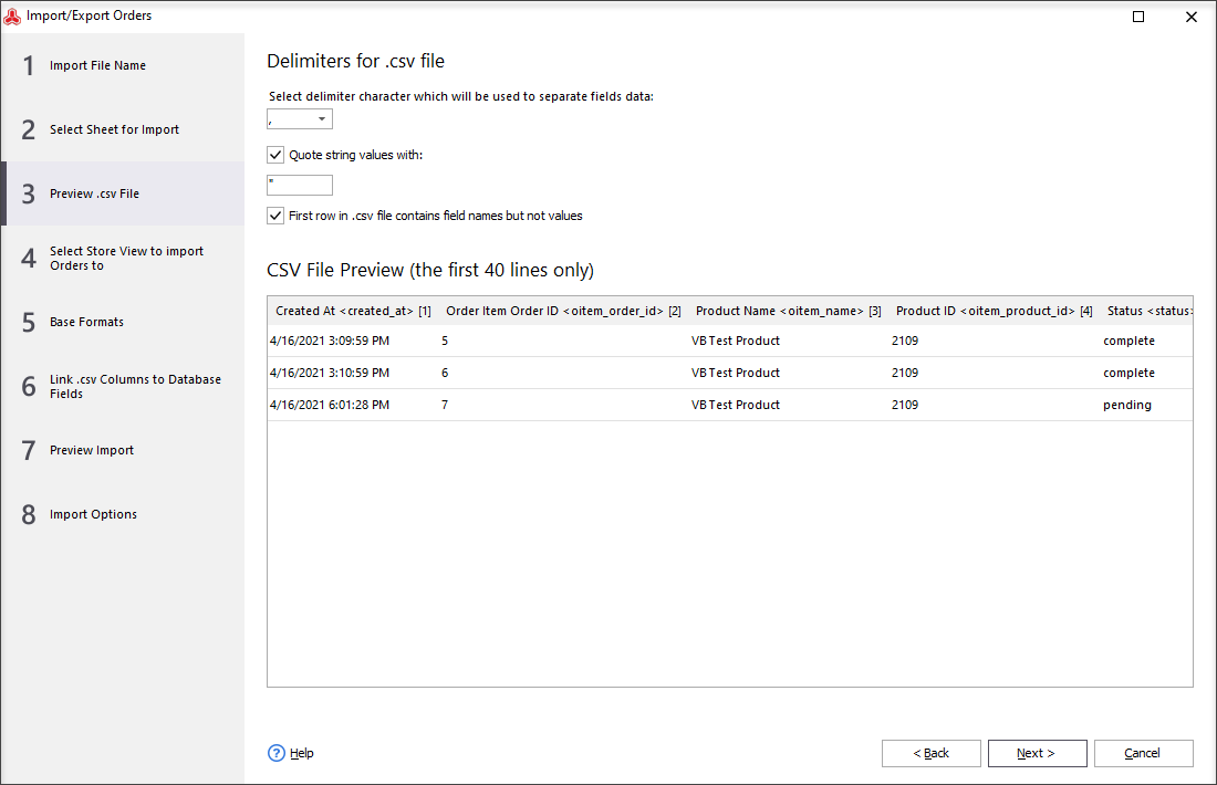 Preview data from the file in a wizard and check delimiters