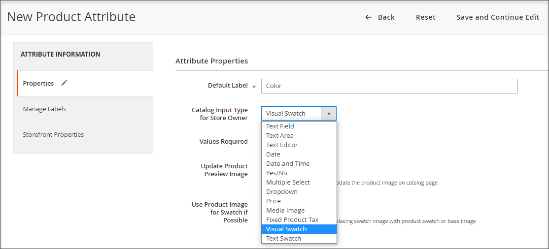 Set attribute properties