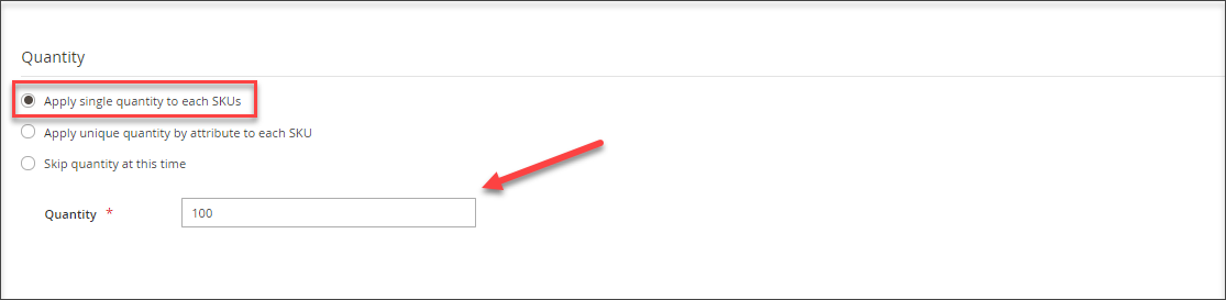 Set quantity to associated products